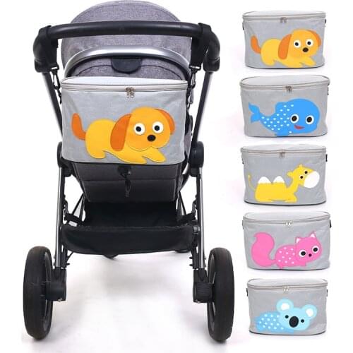 Stroller Bag Waterproof Diaper Nappy Bag Organizer Mommy Stroller Accessories Baby Bottle Holder Large Capacity Cartoon Bag