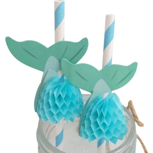 Creative Mermaid Tail Honeycomb Paper Straw Under the Sea Party Decor Girl Mermaid Birthday Decorations Litte Mermaid Party Fav