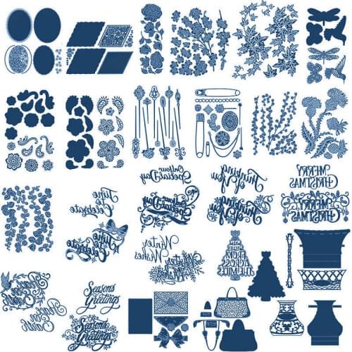 Vase Wisteria Vine Flowers Tote Bag Trees Phrases Metal Cutting Dies for DIY Scrapbooking Paper Cards Decorative Crafts New 2019