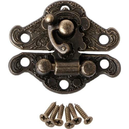 Vintage Zinc Alloy Latch Hasp Pad Chest Lock Plate For Wood Jewelry Box Cabinet