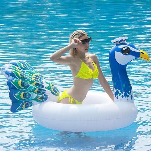 Air Inflation Peacock Swimming Rings Waterborne Adult Sitting To Lie Down Environmental Pvc Beautiful Swimming Rings #G4