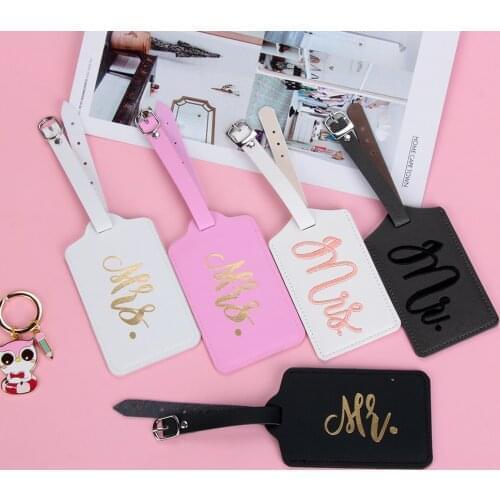 Mr & Mrs Suitcase Label PU Leather Luggage Tag Handbag Pendant Travel Accessories Name ID Address Tags Portable Baggage Tags