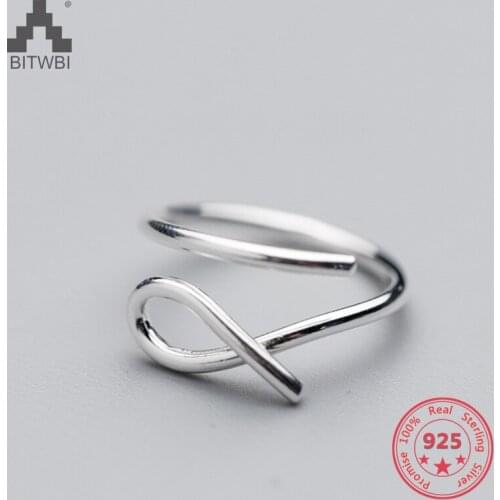 Factory Price 100% 925 Sterling Silver Fashion Minimalism Open Line Ring Fine Jewelry for Female