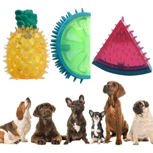 Dog Bite-Resistant Molar Vocal Fruit Toy Plush Squeaky Toy Soft Cute Animals Chew Toy For Cleaning Grinding Teeth
