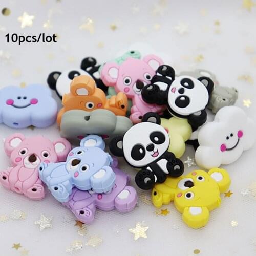 10Pcs Koala Panda Cloud Perle Silicone Beads Animal Teething Beads BPA Free Baby Teether Toys DIY Mordedor Necklace Baby Product