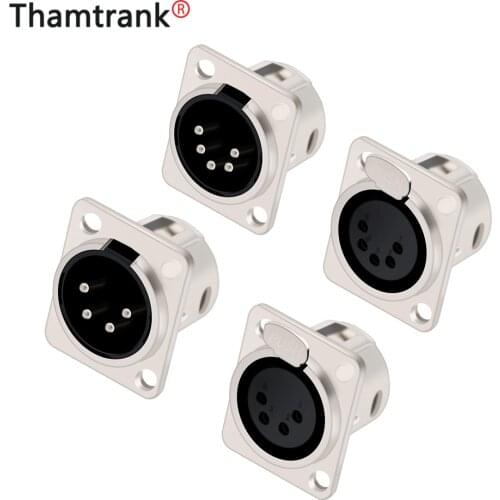 100pcs 4/5Pins XLR Male&Female Jack Panel Mount Nickel Plated XLR Socket Chassis Microphone MIC Cable Terminal Wire Connector