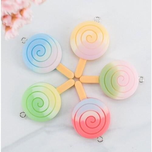 15pcs Resin Rainbow lollipop Charms for Jewelry DIY Making Flatback Cute Feet Crafts Scrapbooking Embellishment