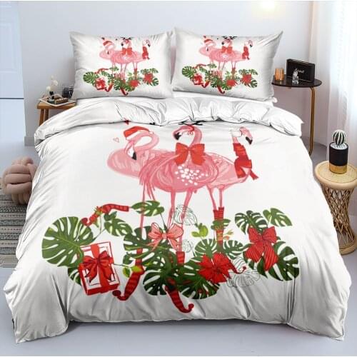 3D White Beddings Sets Duvet Covers Comforter Cases Pillow Cottoms Full King Queen Double Size Custom Design Flamingo Bed Linens