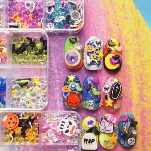 3D Halloween Nail Decorations Eyes Decor Bat Nails for Pumpkin Nails Accessories Mixed Halloween Nail Charms DIY Designs