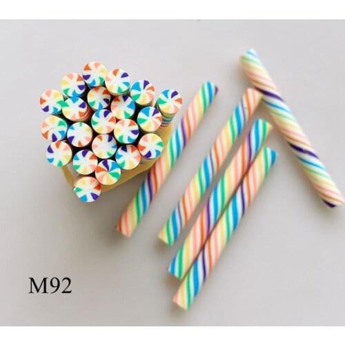 5pcs 5mm Cute Rainbow Candy Cane Fancy Nail Art Polymer Clay Cane Nail Art Decoration M92