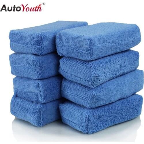 Pack of 8 Premium Grade Microfiber Applicators Sponges Cloths Blue 12*8*4cm Car Care Microfibre Wax Polishing