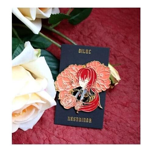 Anime Genshin Impact Diluc Ragnvindr Metal Badge Button Brooch Pins Badge Mouse Pad Souvenir Toy Gift