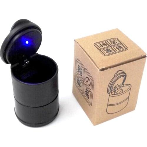 Car Auto Vehicular Ashtray Blue Light With LED Cigarette Smoke Cigar Car Ashtray Cup Holder Black For Office Home Car Ashtray