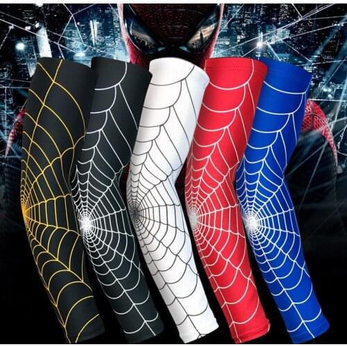 Basketball Sports Gym Fitness Spider Web Armguards Arm Protector Sleeve Elastic Breathable Silicone Antislip Joint Elbow Pad Men