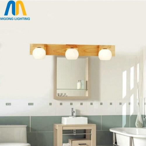 Wooden long bathroom mirror fixture modern wall light G4 LED lamp 110v 220v interior house lighting