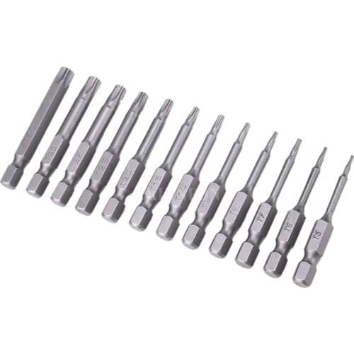 DHL 50 Set 12 PCS/Set Security Bit Set Tamper Proof Screwdriver Drill Bit Screw Driver Bits Torx Flat Head 1/4" Hex Driver Bits