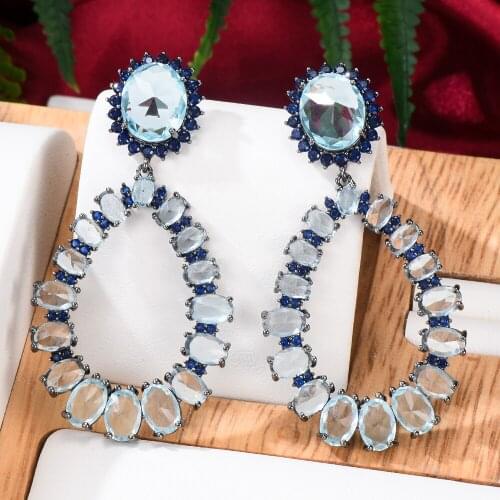 JIMBORA New Gorgeous Luxury Clear Shiny Pendant Drop Earrings for Women Girl Summer beach Party Jewelry Luxury eye-catching 2021