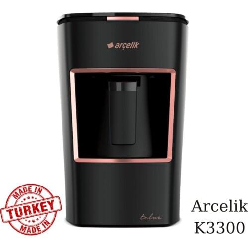 Arcelik, turkish coffee machine, K3300 Mini Coffee Grounds, black, red, Anti-shedding, patented Cooksense technology
