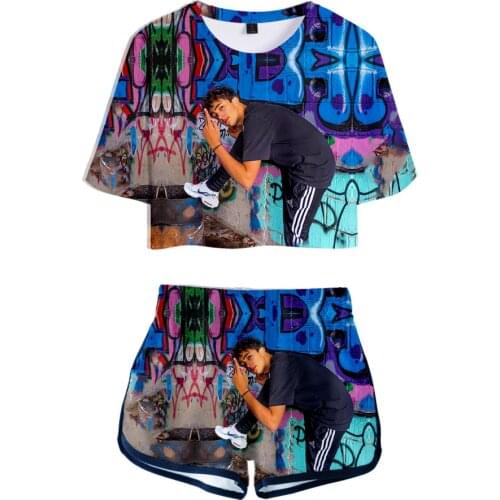 Inoxtag 3D Print Summer unisex Sets Sexy Short Tops+shorts Elastic Waist Suit Youthful vitality Novelty Style Two Piece Sets