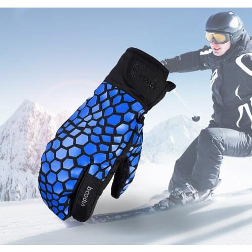 Unisex 3 Fingers Touch Screen Ski Gloves Children Waterproof Anti-slip Mittens Sports Snowboard Cycling Skiing Gloves