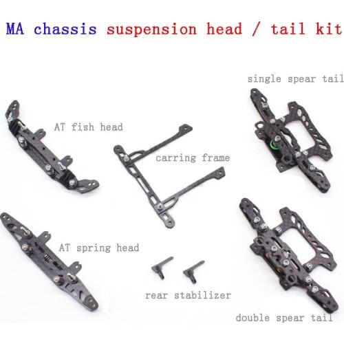 MA CNC Suspension Chassis Single/Double Spear Tail AT Spring Fish Head Carbon Set for Tamiya Mini 4WD Racing Car (Self-made)
