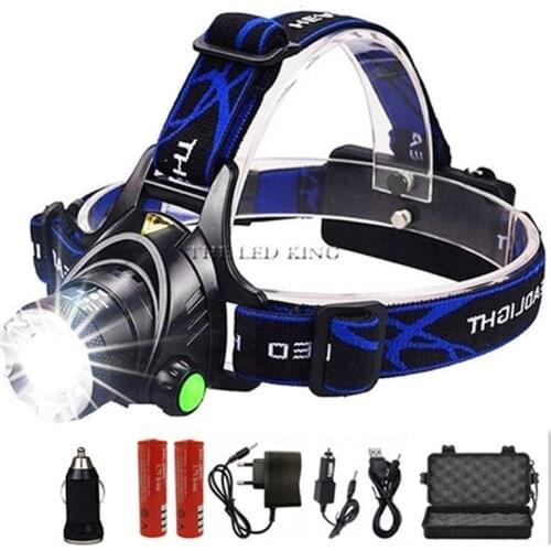 Headlamps 6000lumens Led Headlamp L2/T6 Zoomable Headlight Head Torch Flashlight Head lamp by 18650 battery for Fishing Hunting