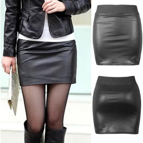 New 2018 fashion Women Faux Leather Bodycon skirts High Waisted Female Pencil Skirt Womens