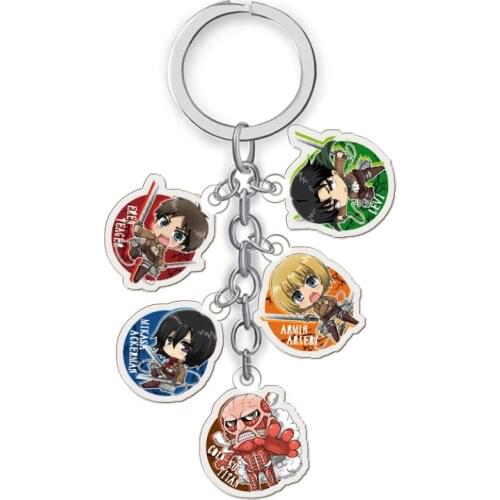 Attack on Titan Acrylic Keychain 10 Sets/Lot Anime Keyring Cartoon Pendant Toy Gift