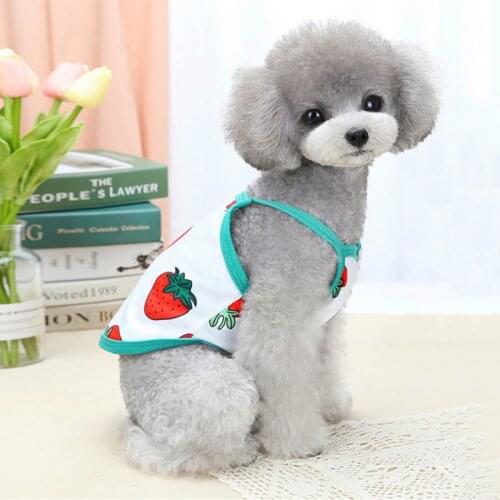 Spring Summer Pet Dog Clothes Cartoon Strawberry Pattern Pet Dog T-Shirt Soft Comfortable Breathable Dog Vest Pet Supplies