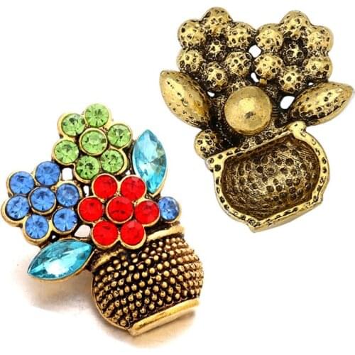 Wholesale w301 flower 18mm rhinestone metal snap button for Bracelet Necklace Jewelry For Women jewelry Fashion accessories