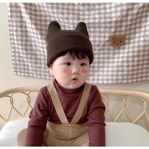Autumn Winter Newborn Baby Knitting Hat Korean Version Cute Horn Cap For Boy Girl Beanies Hats Kids Photography Bonnet 1-2 Years