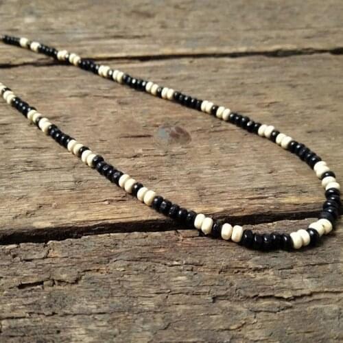 Necklace for men, Black & White bead necklace, mens necklace