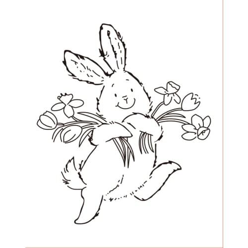 10x8 Rabbit holding flowers Transparent Clear Silicone Stamp Seal for DIY scrapbooking photo album Decorative clear stamp