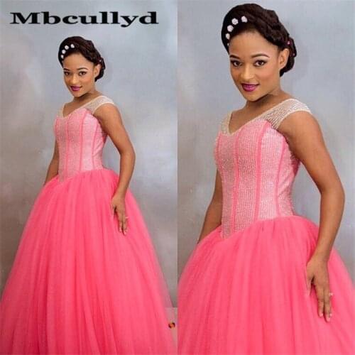 Mbcullyd Puffy Tulle Quinceanera Dresses 2020 Shining Crystal Ball Gown Sweet 16 Prom Dress Vestidos De 15 Anos For Black Girls