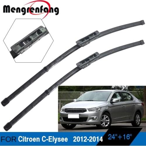 For Citroen C-Elysee Buit in Vigo of Spain Car Wiper Blades Soft Rubber Front Windscreen Wiper Bayonet Arms 2012 2013 2014