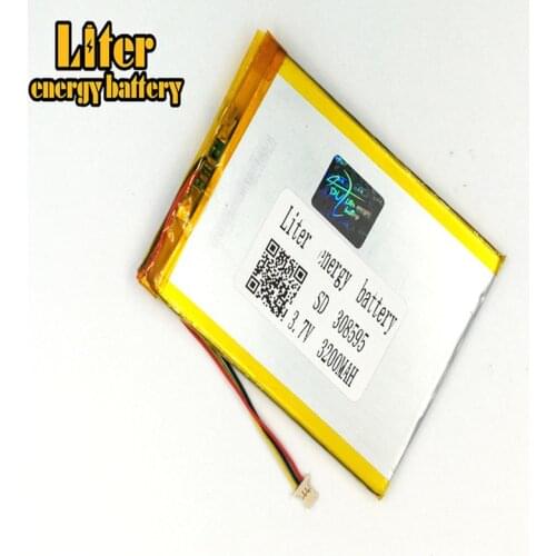Plug 1.0-3P 308595 3.7V 3200mah ultra thin lipo batteries rechargeable lithium ion polymer Tablet PC Battery