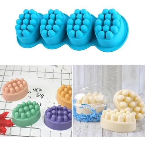 4 Cavity Silicone Soap Mold Compartment Massage Bar Soap Making Tool With Single-hole Handmade Molds Bath Tools
