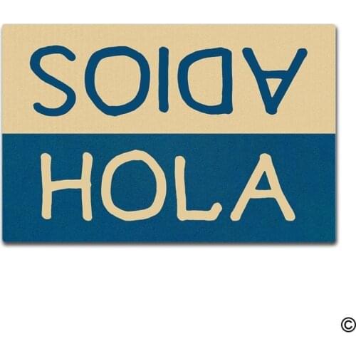 Funny Doormat Entrance Floor Mat Hola Adios. Creative Designed Doormat Indoor Outdoor Decorative Door Mat