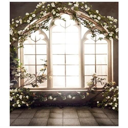 TR 8x8FT Sunshine Castle Window Photographic Camera Backdrop Flowers Window For Wedding Photo Shoots Real Professional Backdrop