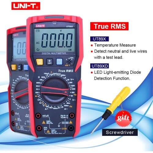 UNI-T UT89X/UT89XD Digital multimeter autoranging True Rms AC DC Multimetro NCV/capacitor/triode/temperature/LED Tester 100V 20A