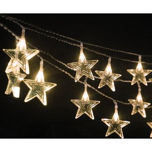 10M Waterproof Plastic Star Outdoor Lighting String Decorations for Bedroom Window Christmas Tree Wedding Birthday Party H-10
