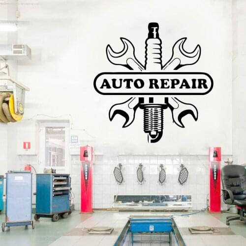 Funny Car Repair Vinyl Wall Stickers Wallpaper For Auto Reapir Store Sticker Wall Decals Poster