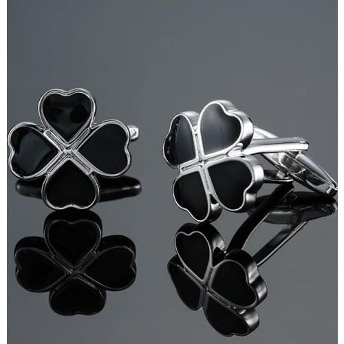 DY New high quality brass material Black Enamel leaves Cufflinks fashion Mens French shirt Cufflink free shipping