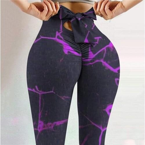 ATHVOTAR Tie-Dyed High Waist Leggings Women Fitness Women Push Up Leggings Printing Workout Sport Gym Bow Sexy Women Pants