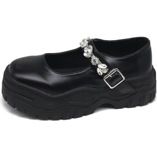 2021 Mary Jane Shoes For Women Girls Ladies Platform Thick Heels Retro Crystal Black Fashion Women Designer Shoes Zapatos Mujer