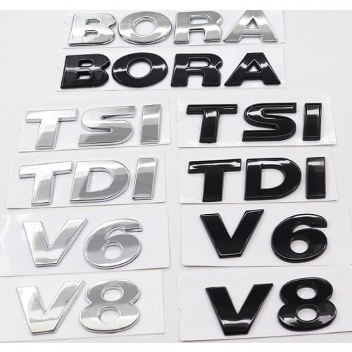 1pcs ABS BORA TDI TSI V6 V8 3D Car logo letter sticker Rear tail door trunk sticker car rear sticker Decal styling Accessories