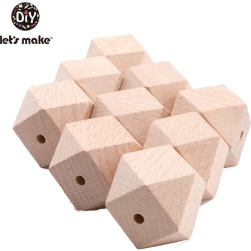 LetS Make 100Pc 16Mm 20Mm Hexagon Beech Wood Beads Teething Toys For Baby Diy Toys Rattle Teether Toy Wooden Baby Custom Loge
