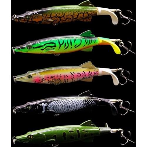5Pcs 13cm/16g Hard Bait Propeller Tractor Wave Climbing Floating Pencil Fishing Lure Artificial Bait