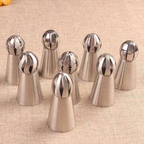 8-Piece Decorating Mouth Set Torch Ball One-Step Cream Rose 304 Stainless Steel Baking Cake Tool