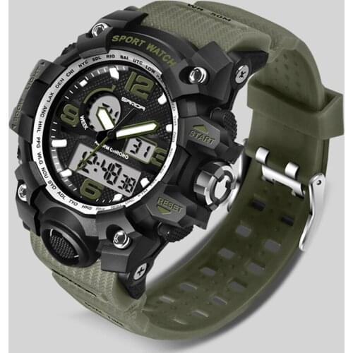 Sanda Mens Watches Sports Dual Display Analog -Digital Electronic Wristwatch Men Military Shock Resist Top Brand Quartz Watch